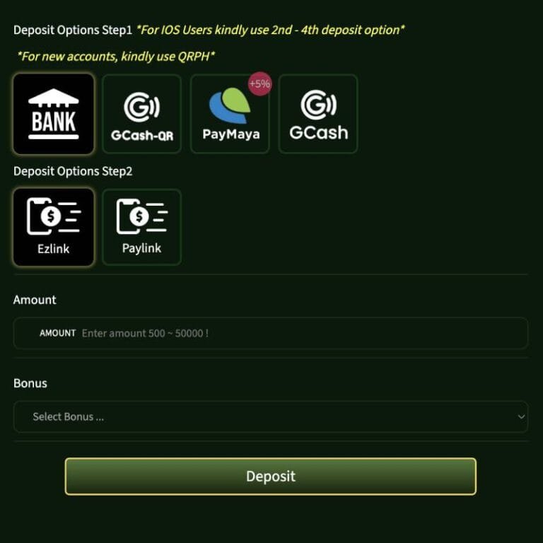 WinForLife88 Deposit Page: How to Deposit (Cash In)